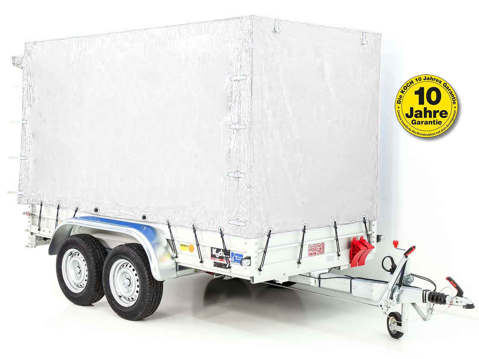 11mitplane-2-1.jpg Anhänger mit Plane 150x300cm 2600kg | Typ 7.26 | Hochplane 180cm – Weiß-Neu – Image 1
