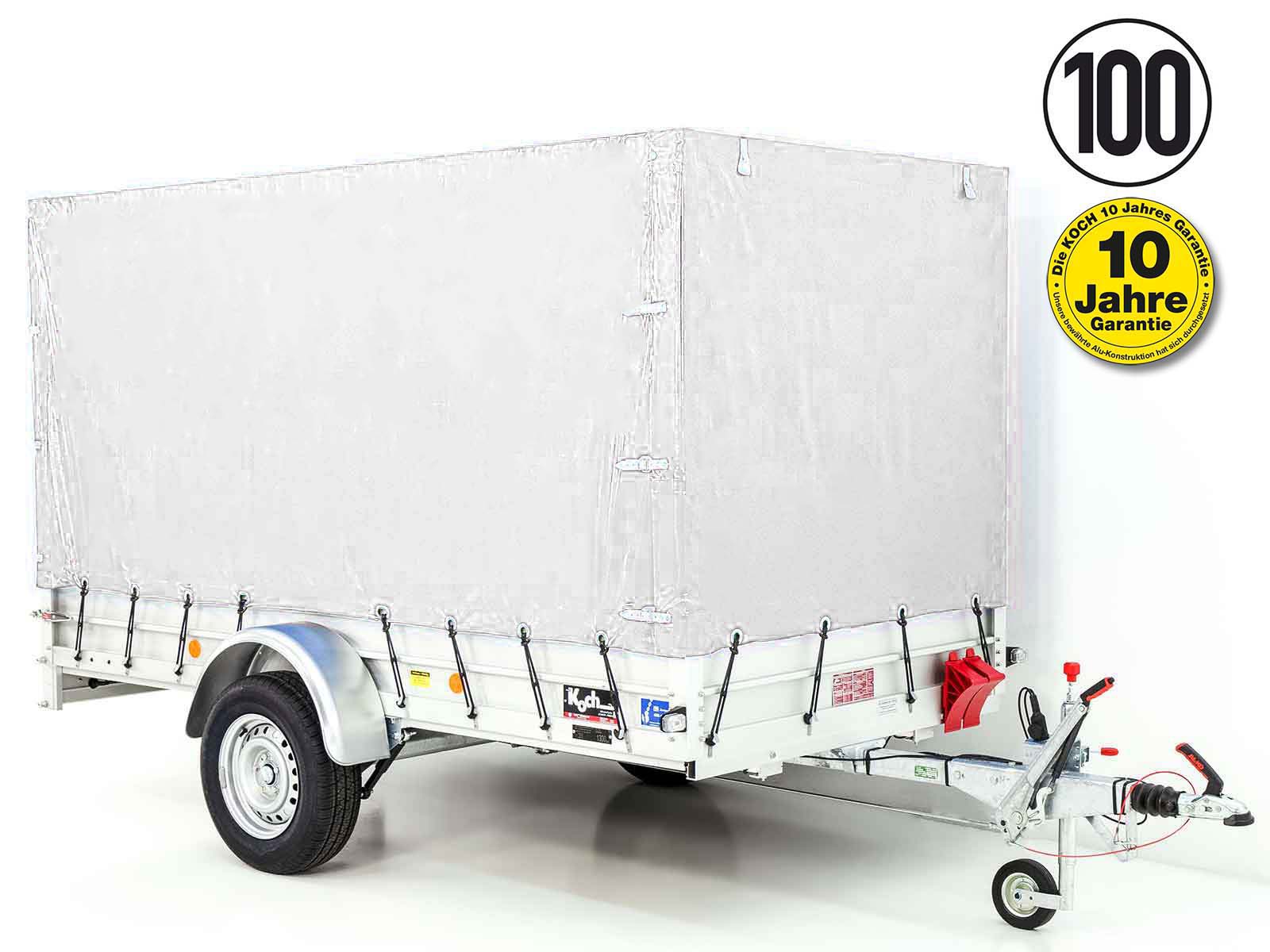 15mitplane-2-2.jpg Anhänger mit Plane 150x300cm 1300kg | Typ 7.13 | Hochplane 160cm – Weiß-Neu – Image 1