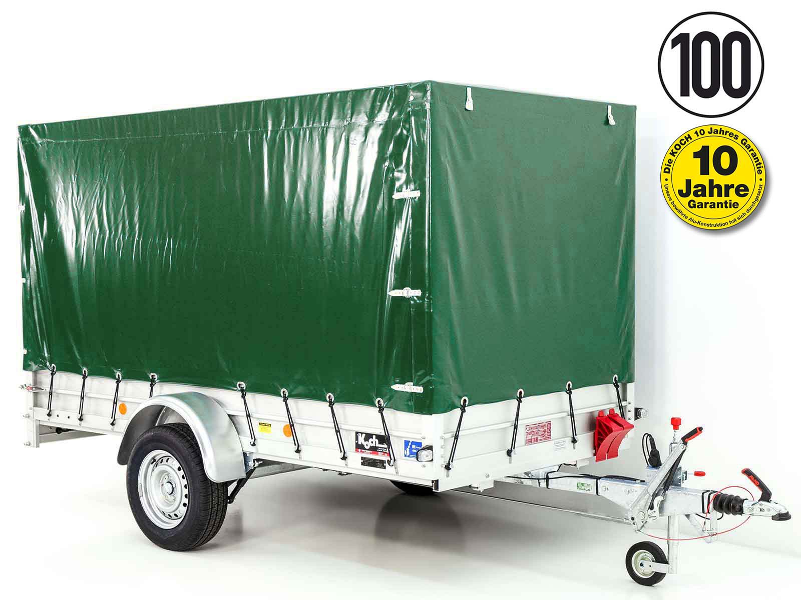 17mitpla-2.jpg Anhänger mit Plane 150x300cm 1300kg | Typ 7.13 | Hochplane 160cm – Grün - Neu – Image 1