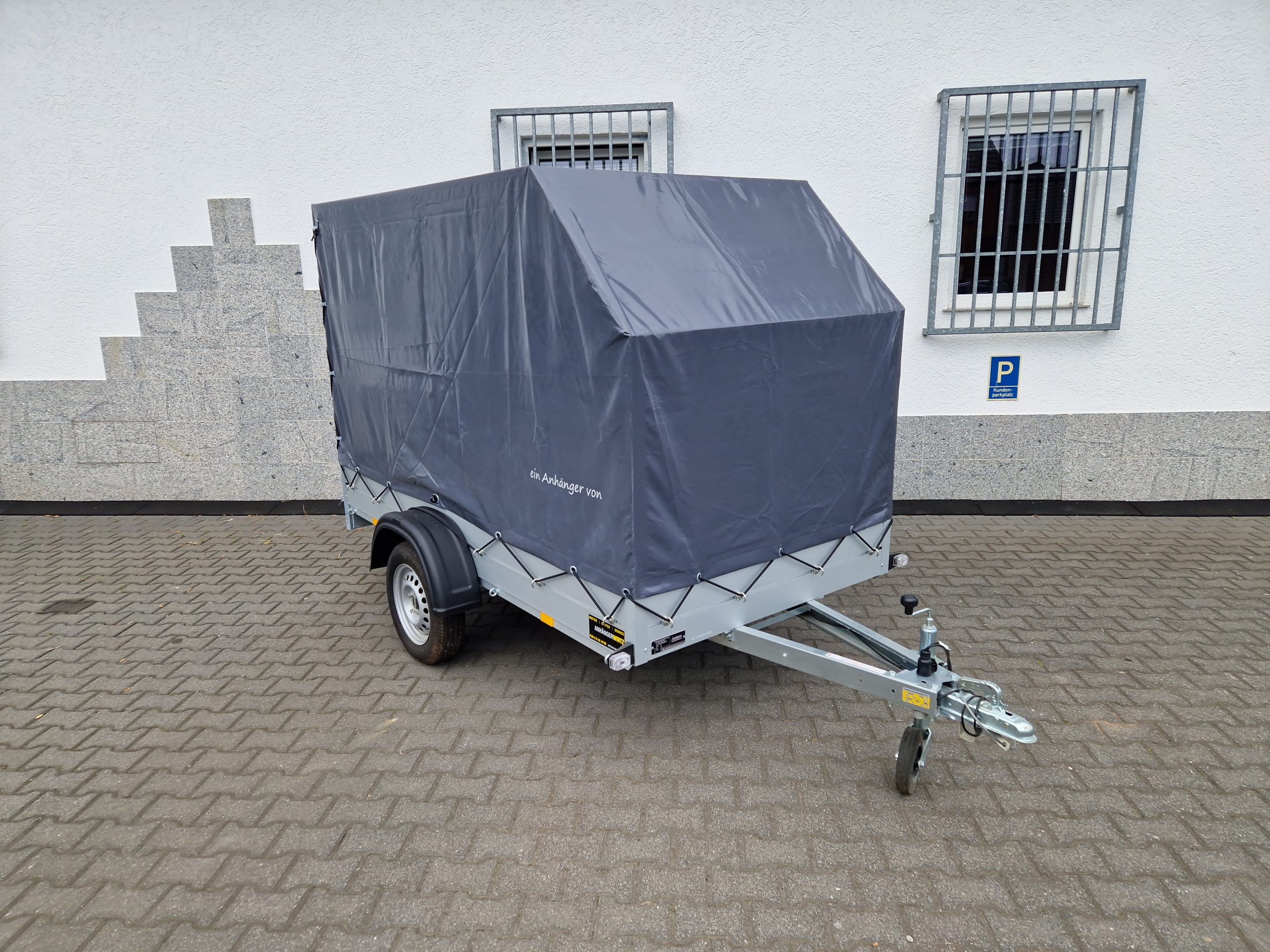 20250705_125709-scaled-1.jpg Aluliner Planen Anhänger GT 750 251x126x150cm +Hochplane aero grau (S) 750kg – Image 1