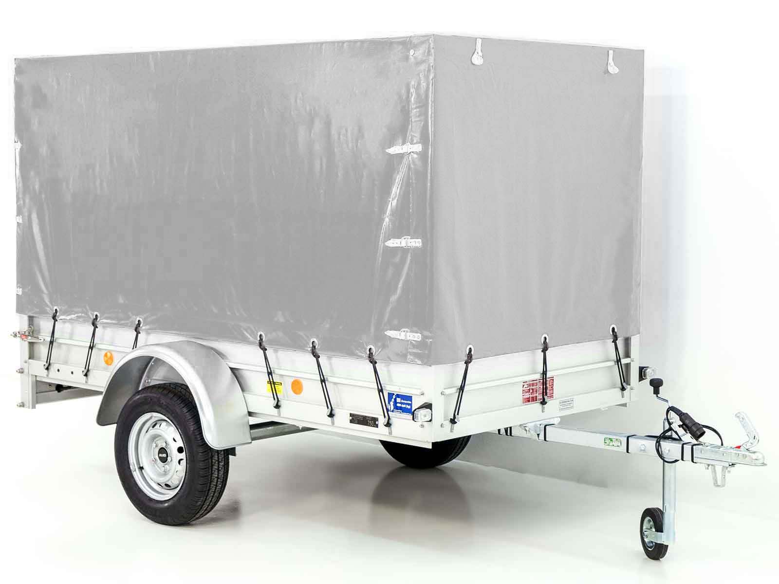 27mitplane-8.jpg Anhänger mit Plane 125x250cm 750kg | Typ U4 | Hochplane 140 cm Profi | Silber - Neu – Image 1