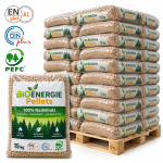 Bio Energie Holzpellets – 66 × 15 kg Palette – 100 % Nadelholz, ENplus A1 & DINplus & PEFC