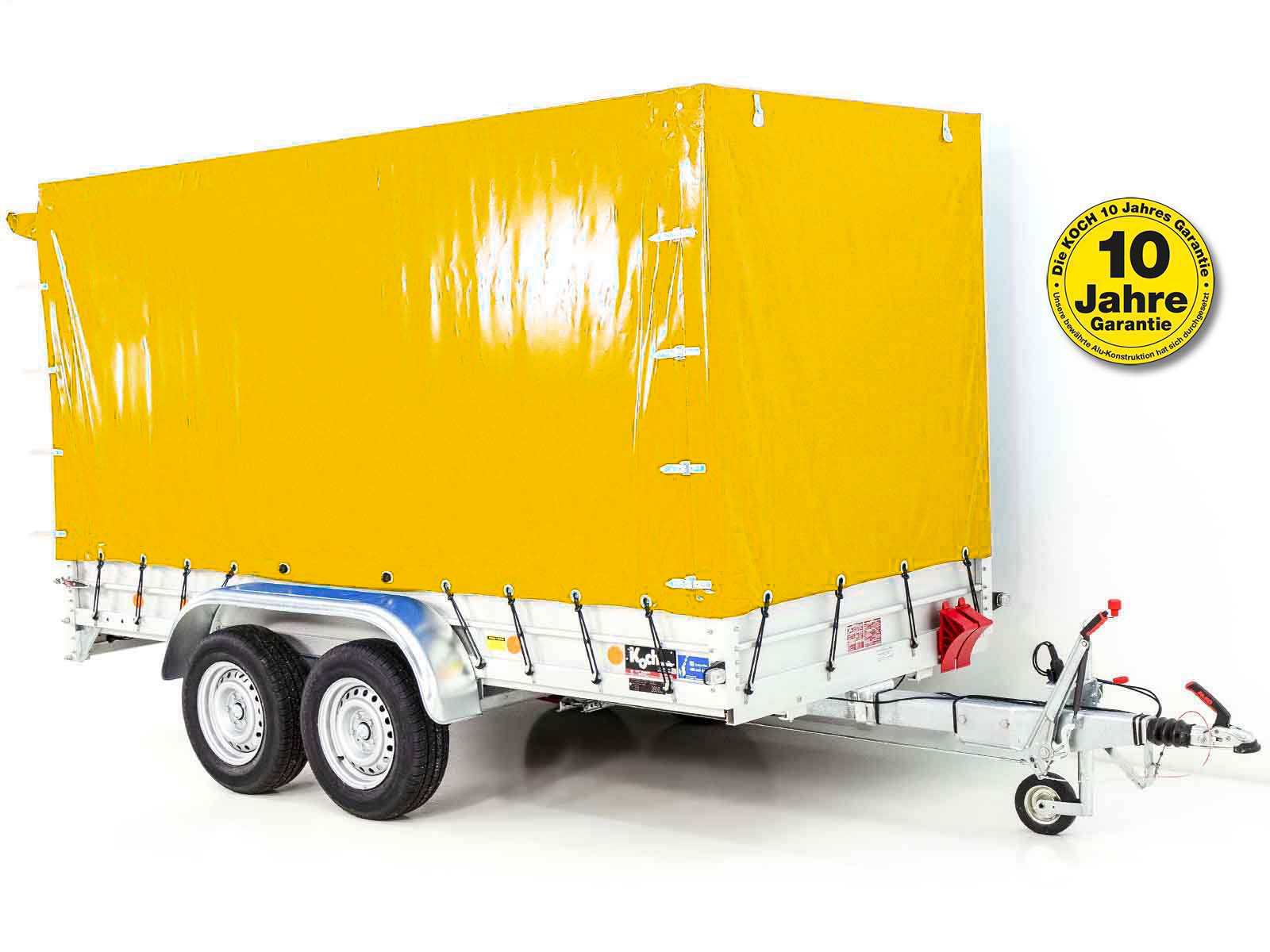 7mitplane-2.jpg Anhänger mit Plane 150x350cm 2600kg | Typ 8.26 | Hochplane 180cm – Gelb - Neu – Image 1