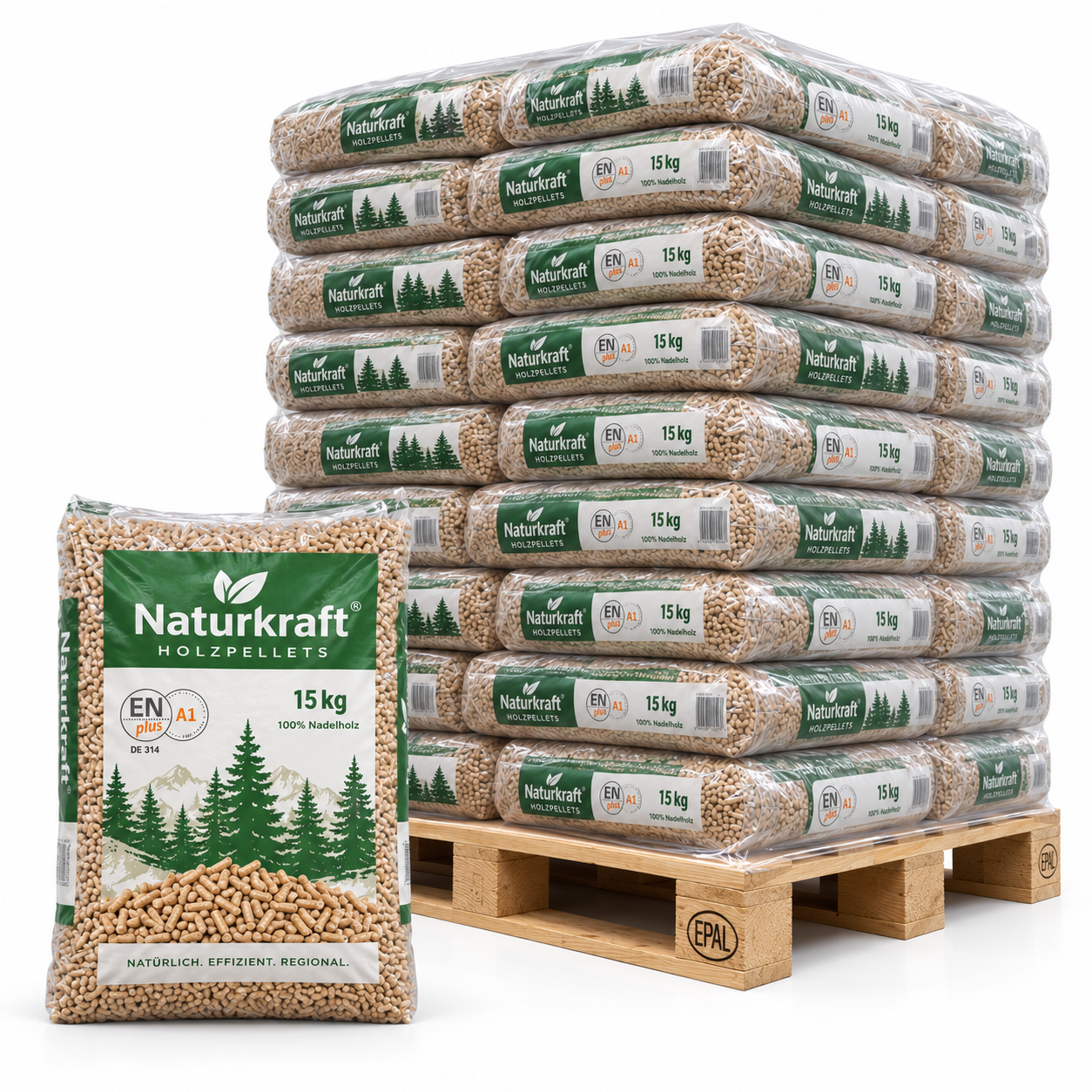 e0324c07-a89d-4ed7-bc5e-7fd098cf3315.png Naturkraft Holzpellets – 66 × 15 kg Palette (990 kg) – 100 % Nadelholz, ENplus A1 & DINplus – Image 1