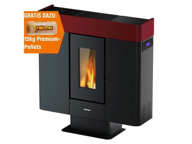 image-113.jpeg Freepoint Pelletofen Moon Stahl Bordeaux 10 kW mit Automatik – Image 1