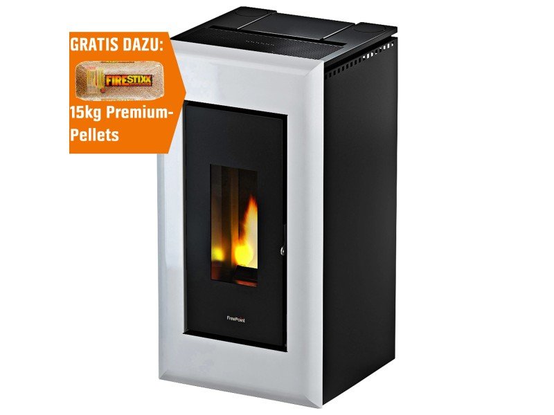 image-116.jpeg Freepoint Pelletofen Vega Stahl Weiß 10,5 kW mit Automatik – Image 1