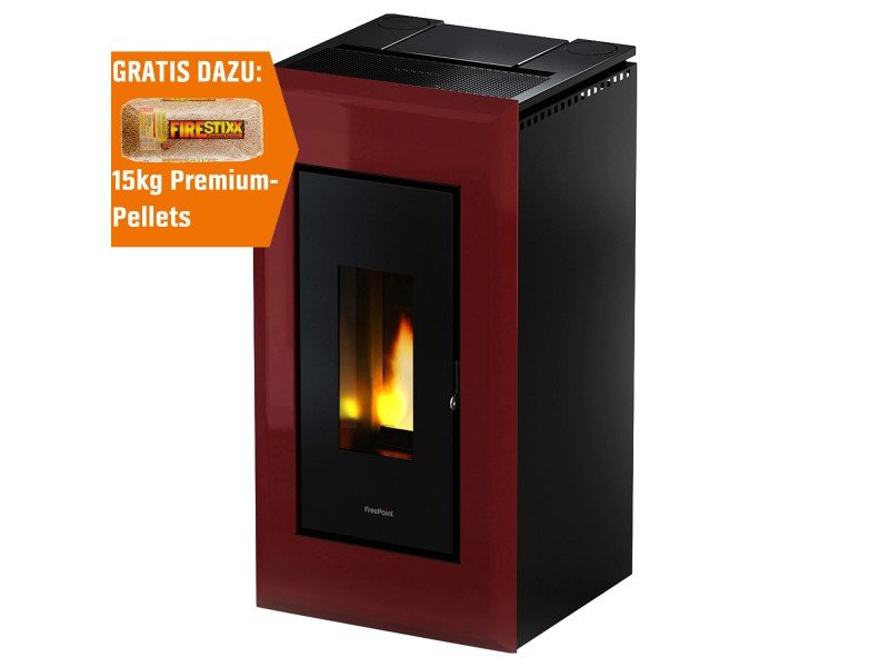 image-151.jpeg Freepoint Pelletofen Vega Stahl Bordeaux 10,5 kW mit Automatik – Image 1