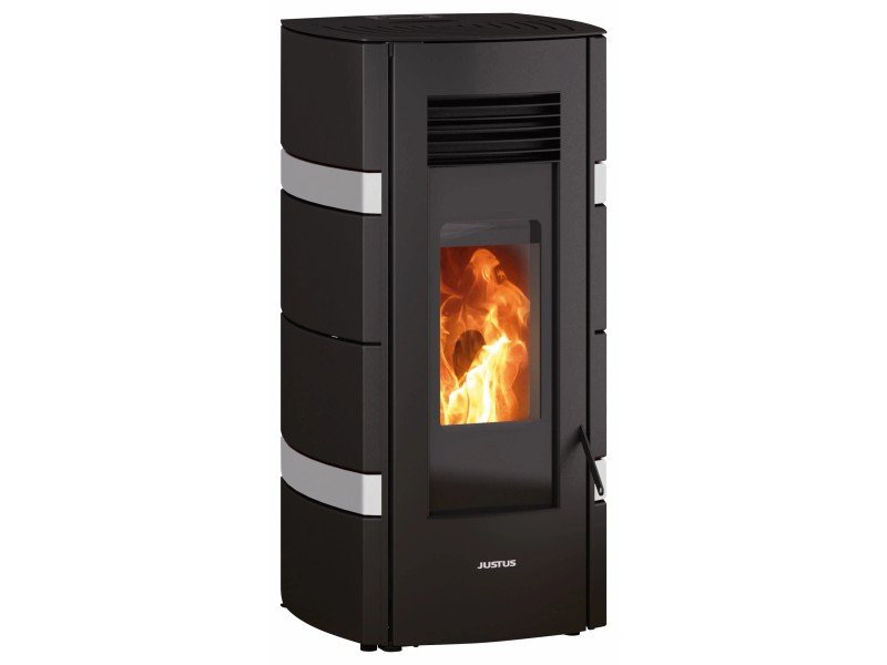 image-169.jpeg Justus Pelletofen Sia Stahl Schwarz-Weiß 8 kW mit Automatik – Image 1