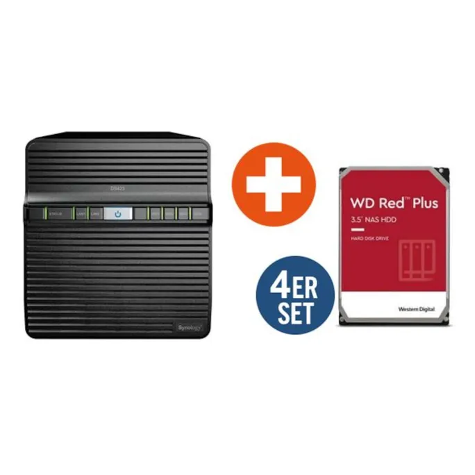 image-19306.webp Synology Diskstation DS423 NAS System 4-Bay inkl. 4x 4TB WD Red Plus WD40EFZZ – Image 1