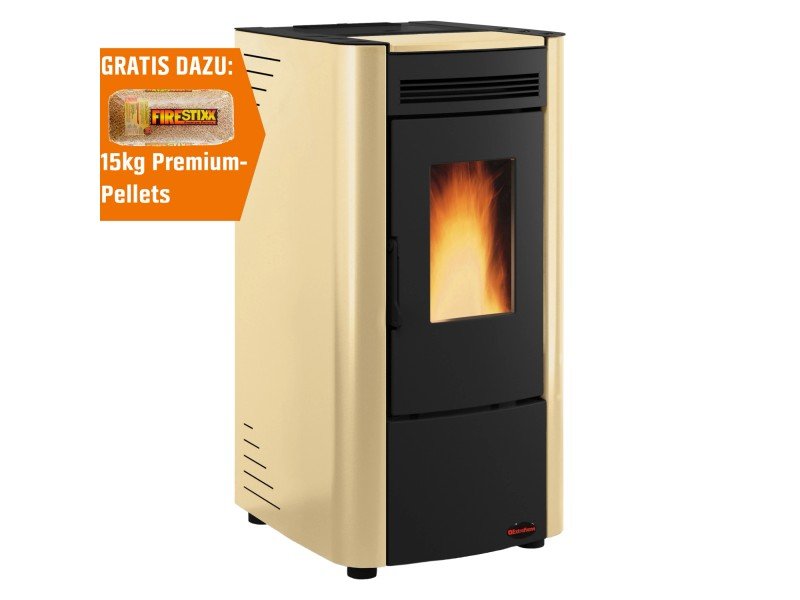 image-205.jpeg Firefix Pelletofen Ketty Stahl Schwarz-Beige 6,3 kW – Image 1