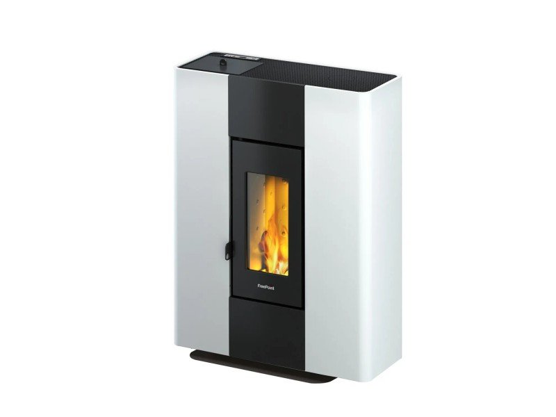 image-210.jpeg Freepoint Pelletofen Roxy Stand Stahl Weiß 7 kW – Image 1