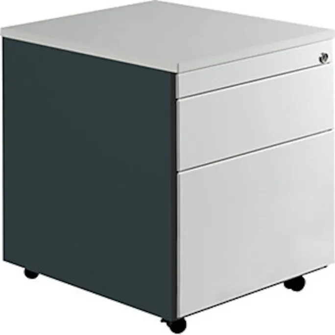 image-22584.webp Schubladencontainer, Rollen, 579×600, 1 Schub, 1 Hängereg., anthr./lichtgrau – Image 1