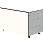 Schubladencontainer m. Rollen, 529×800, Kunststoffpl., 3 Schubl. weiß/alu/weiß