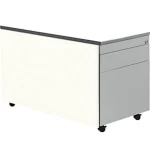 Schubladencontainer m. Rollen, 529×800, 1 Materialschub, 1 Hängereg, weiß/alu