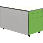 Schubladencontainer, Rollen, 529×800, 1 Materialschub, 1 Hängereg, alu/grün/weiß