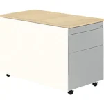 Schubladencontainer, Rollen, 579×800, Kunststoffpl., 1 Materials.,weiß/alu/Ahorn