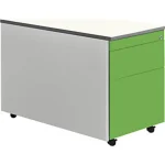 Schubladencontainer, Rollen, 579×800, Kunststoffpl., 1 Materials., alu/grün/weiß