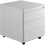 Schubladenrollcontainer, HxT 570×600 mm, Stahlplatte, 3 Schubl., lichtgrau