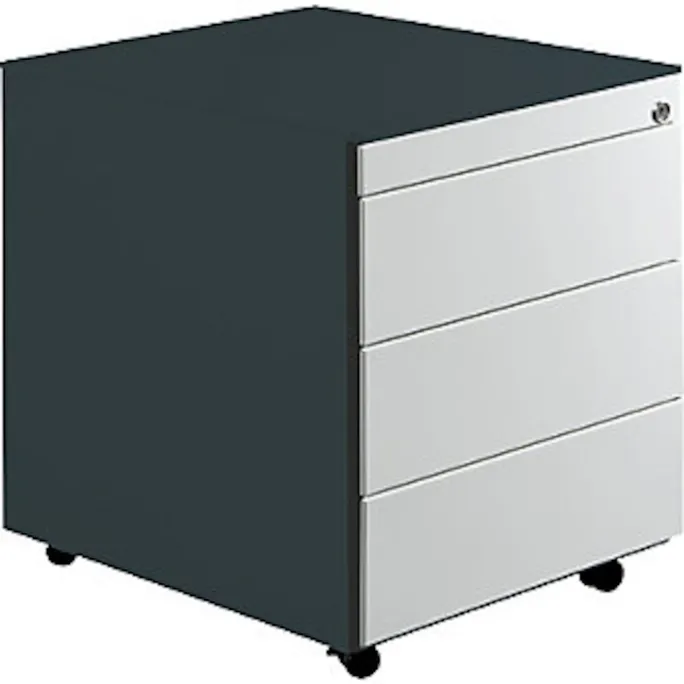 image-22644.webp Schubladenrollcontainer, HxT 570x600mm, Stahlpl., 3 Schubl.,anthrazit/lichtgrau – Image 1