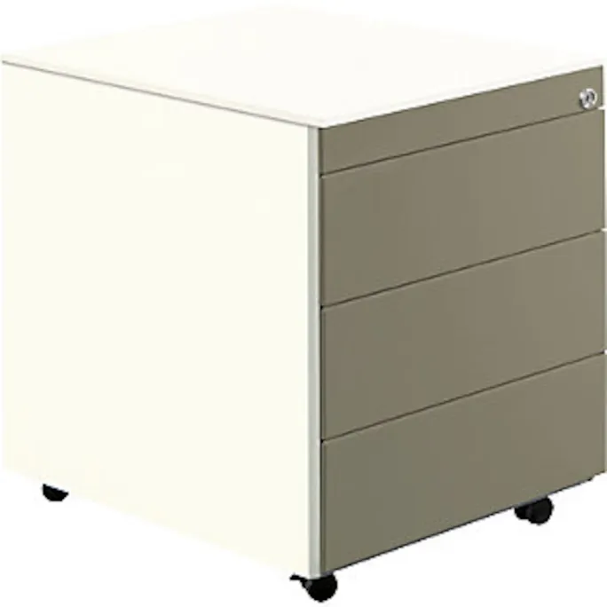 image-22656.webp Schubladencontainer mit Rollen, 570x600mm, Stahlplatte, 3xSchublade, weiß/grau – Image 1