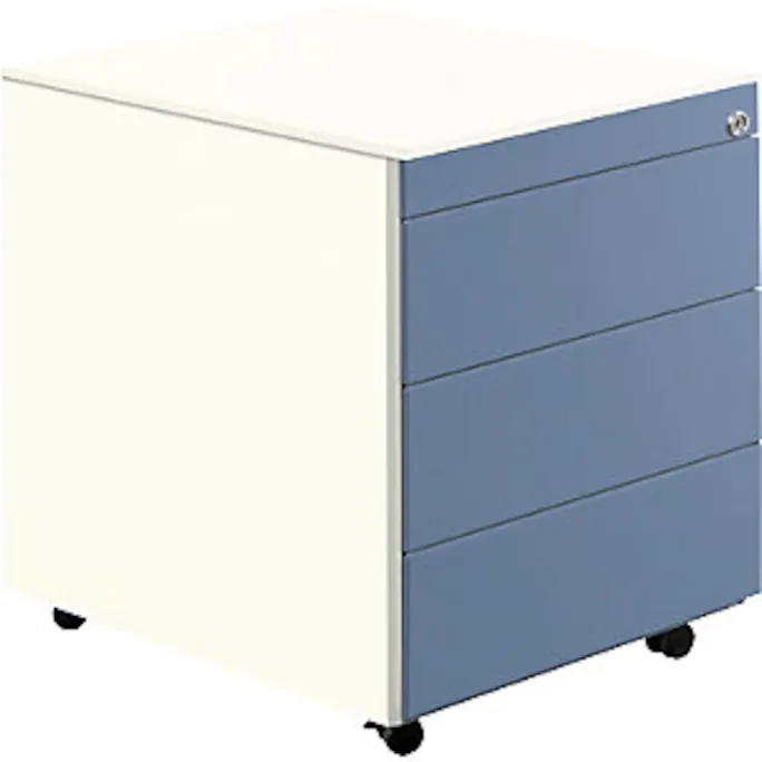image-22660.webp Schubladencontainer mit Rollen, 570x600mm, Stahlplatte, 3xSchublade, weiß/blau – Image 1