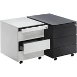 Schubladencontainer mit Rollen, 570x600mm, Stahlplatte, 3 Schubladen, weiß/rot – Image 2