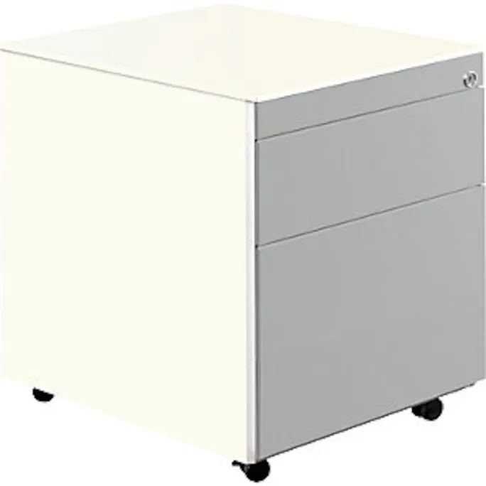 image-22672.webp Schubladencontainer mit Rollen, 570×600, 1 Materialschub, 1 Hängereg, weiß/alu – Image 1