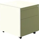 Schubladencontainer m.Rollen, 570×600, 1 Materialschub, 1 Hängereg., weiß/grün