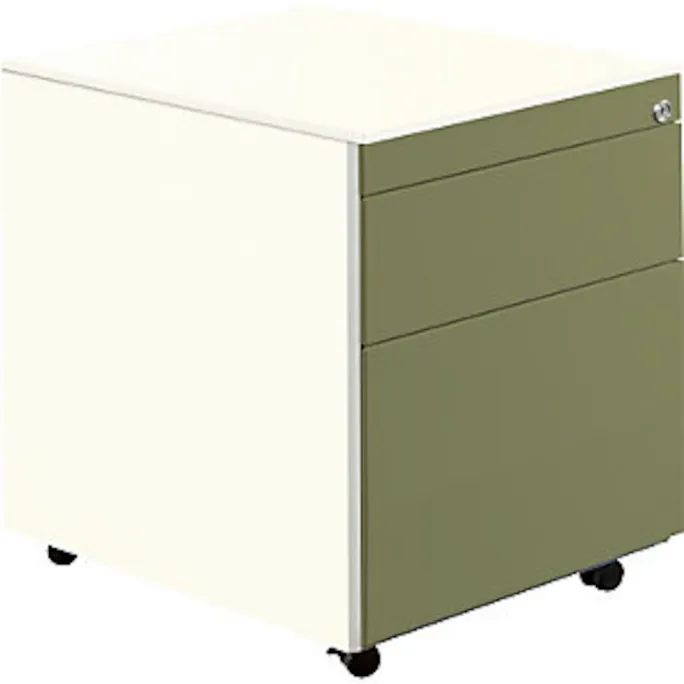 image-22689.webp Schubladencontainer m.Rollen, 570×600, 1 Materialschub, 1 Hängereg., weiß/grün – Image 1