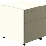 Schubladencontainer m.Rollen, 570×600, 1 Materialschub, 1 Hängereg., weiß/grau