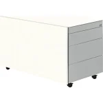 Schubladencontainer m. Rollen, 520×800, Stahlpl., 3 Schübe, weiß/alu