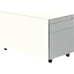 Schubladencontainer mit Rollen, 520×800, 1 Materialschub, 1 Hängereg, weiß/alu