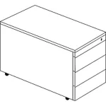 Schubladencontainer mit Rollen, 570x800mm, Stahlplatte, 3xSchublade, weiß/grau – Image 3