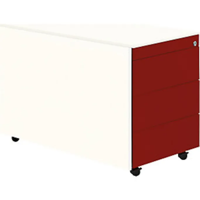 image-22740.webp Schubladencontainer mit Rollen, 570x800mm, Stahlplatte, 3xSchublade, weiß/rot – Image 1