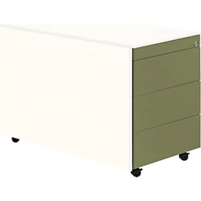 image-22746.webp Schubladencontainer mit Rollen, 570x800mm, Stahlplatte, 3xSchublade, weiß/grün – Image 1