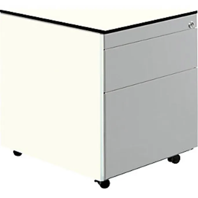 image-22781.webp Schubladencontainer m.Rollen, 573×600, 1 Materialschub, 1 Hängereg, weiß/alu – Image 1