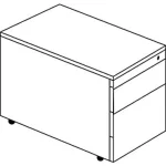 Schubladencontainer m.Rollen, 573×600, 1 Materialschub, 1 Hängereg, weiß/alu – Image 2