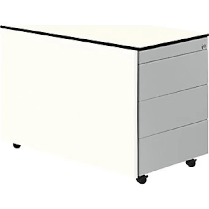 image-22791.webp Schubladencontainer m.Rollen, 573×800, HPL-Vollkernpl., 3 Schubl.,weiß/alu/weiß – Image 1
