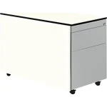 Schubladencontainer mit Rollen, 573×800, 1 Materialschub, 1 Hängereg, weiß/alu