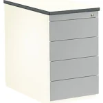 Schubladencontainer, HxT 720×800 mm, 4 Schubladen, reinweiß/weißaluminium/weiß
