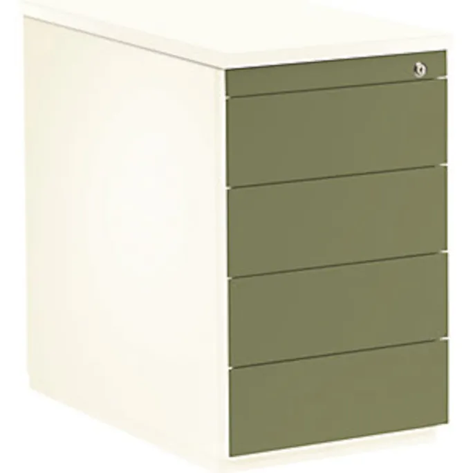 image-22829.webp Schubladencontainer, HxT 720x800mm, 4 Schubladen, reinweiß/schilfgrün – Image 1