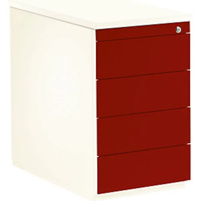 image-22833.webp Schubladencontainer, HxT 720x800mm, 4 Schubladen, reinweiß/rubinrot – Image 1