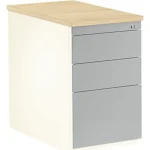 Schubladencontainer, 720×800 mm, 2 Materialschübe, 1 Hängereg., weiß/alu/Ahorn