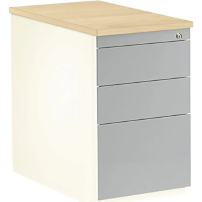 image-22841.webp Schubladencontainer, 720×800 mm, 2 Materialschübe, 1 Hängereg., weiß/alu/Ahorn – Image 1