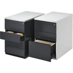 Schubladencontainer, 720×800 mm, 2 Materialschübe, 1 Hängereg., weiß/alu – Image 2