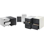 Schubladencontainer, 720×800 mm, 2 Materialschübe, 1 Hängereg., weiß/alu – Image 3