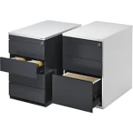 Schubladencontainer, 720×800, 2 Materialschübe, 1 Hängereg., alu/gelbgrün/weiß – Image 2