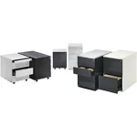 Schubladencontainer, 720×800, 2 Materialschübe, 1 Hängereg., alu/gelbgrün/weiß – Image 3