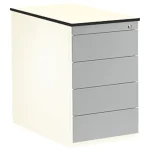 Schubladencontainer, HxT 708×800 mm, 4 Schubladen, reinweiß/weißaluminium/weiß