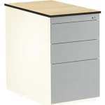 Schubladencontainer, 708×800 mm, 2 Materialschübe, 1 Hängereg., weiß/alu/Ahorn